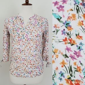 Cynthia Rowley Floral Split Neck Top
